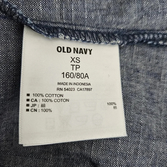 Old Navy Shirt Dark Chambray Long Sleeve Button Up Collared Top - Picture 6 of 8